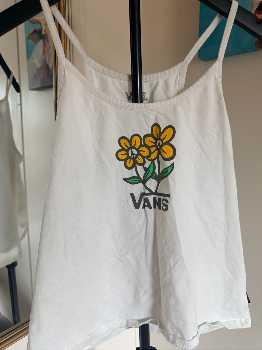 Vans Women’s Floral Logo Cami Tank Top White Large